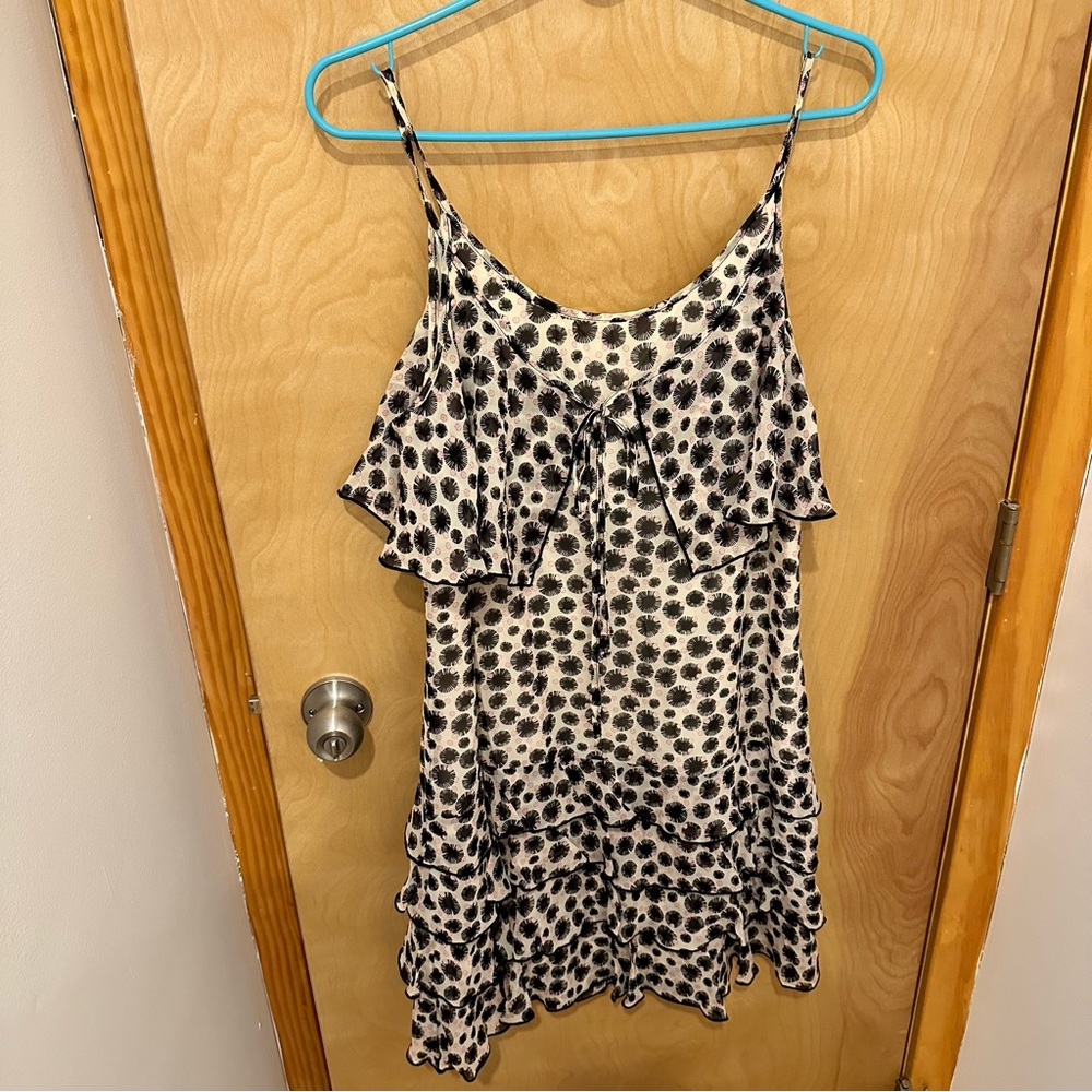 Vintage Anna Sui silk black and white dress